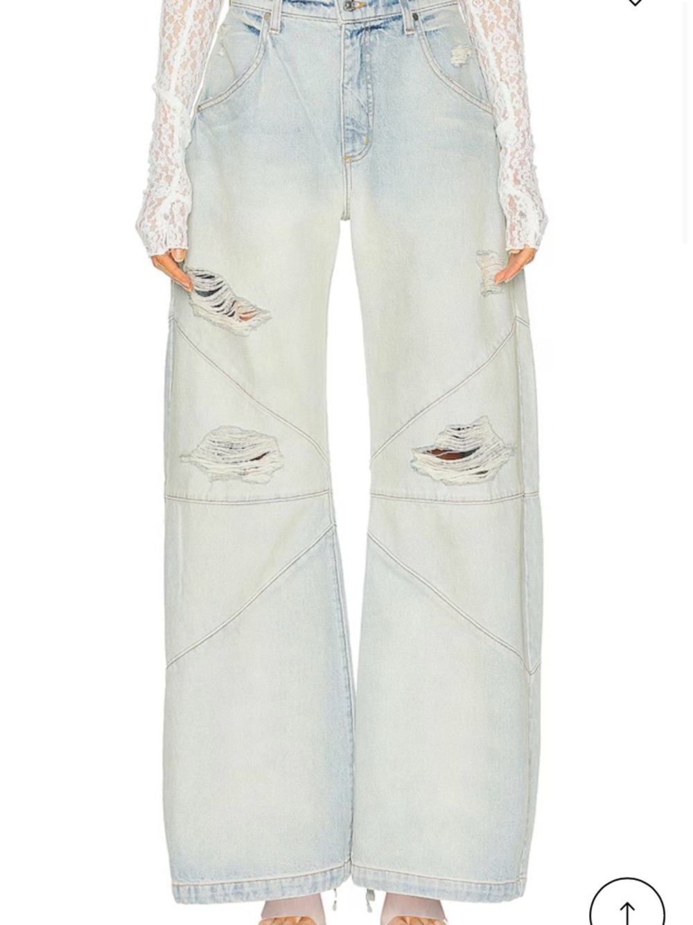 NWT EB Denim Light Blue Distressed Wide-Leg Jeans